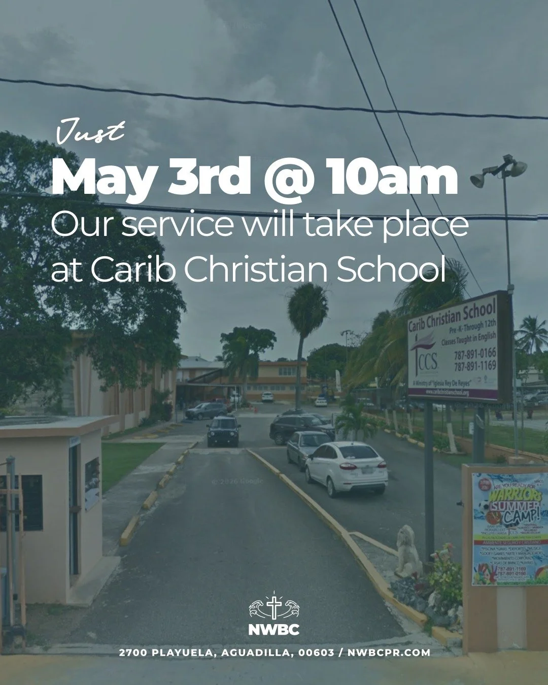 Friendly reminder, our regular 10AM Sunday service will be taking place at Carib Christian school in Aguadilla this coming Sunday, May 3rd. We will return to our usual location thereafter. Let us know if you have any questions about getting there.

H
