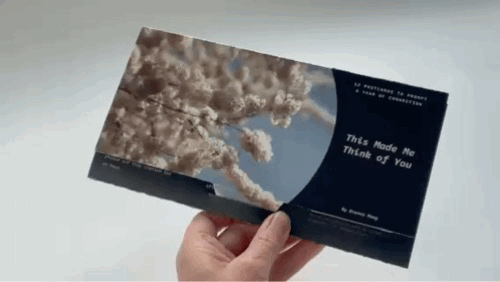 Setting up the postcard desk calendar.