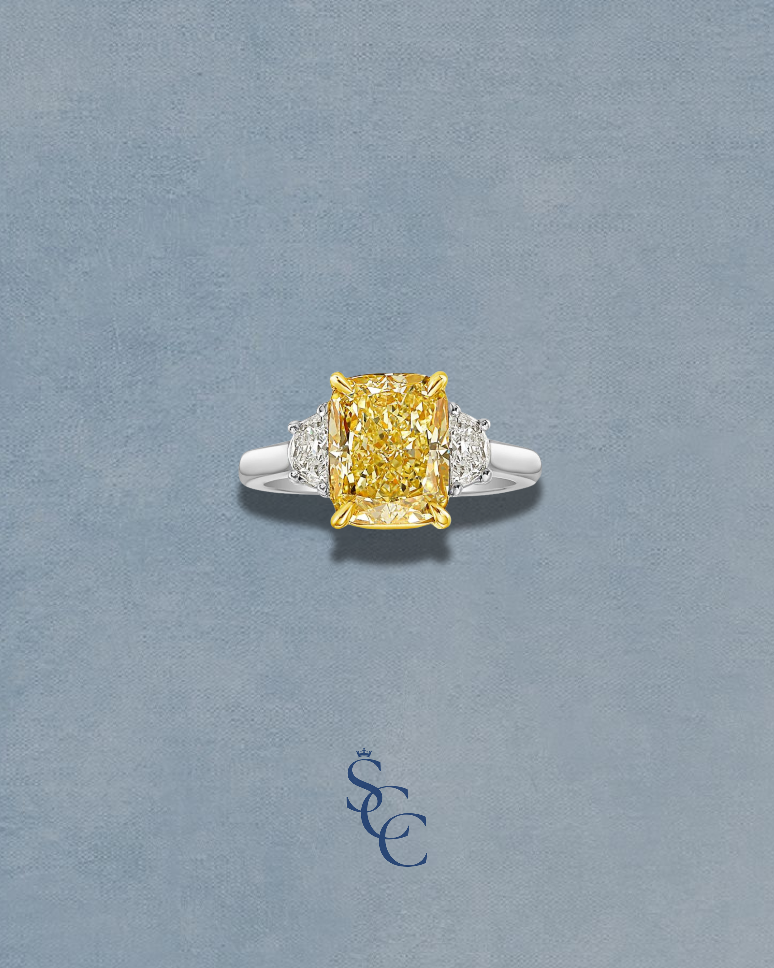3.48ct Cushion 3 Stone