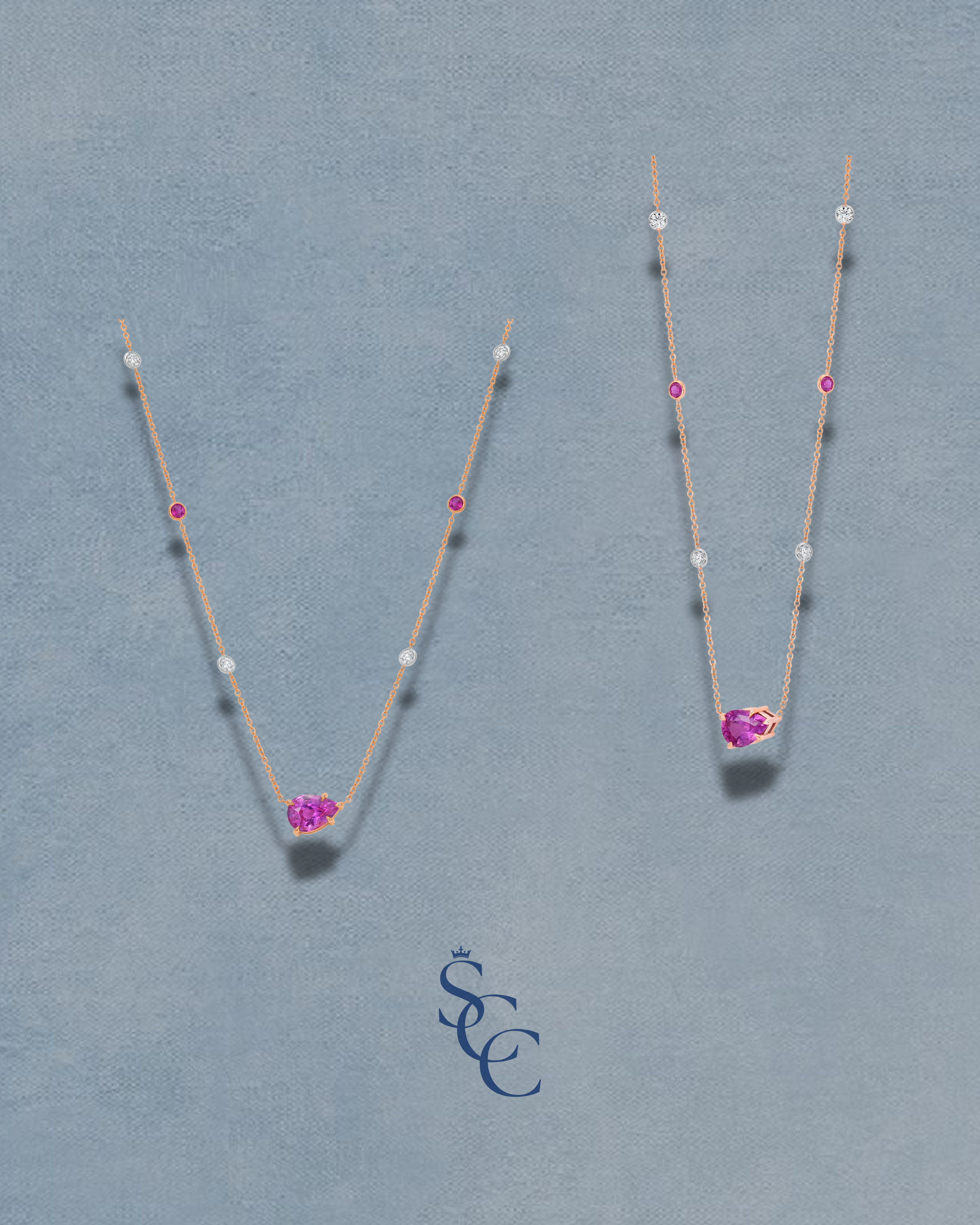 Pink Sapphire Station Pendant