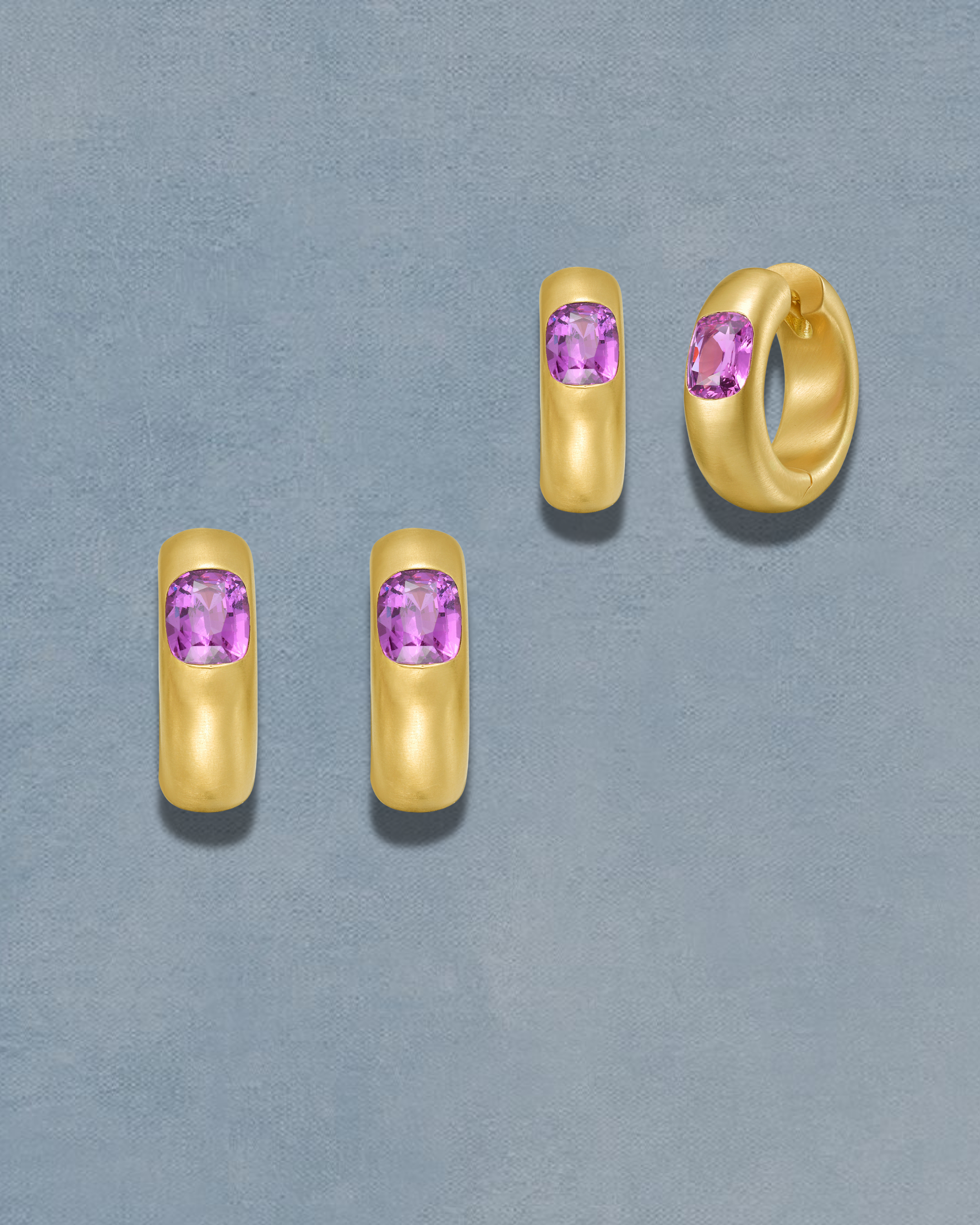 Pink Sapphire Chunky Hoops