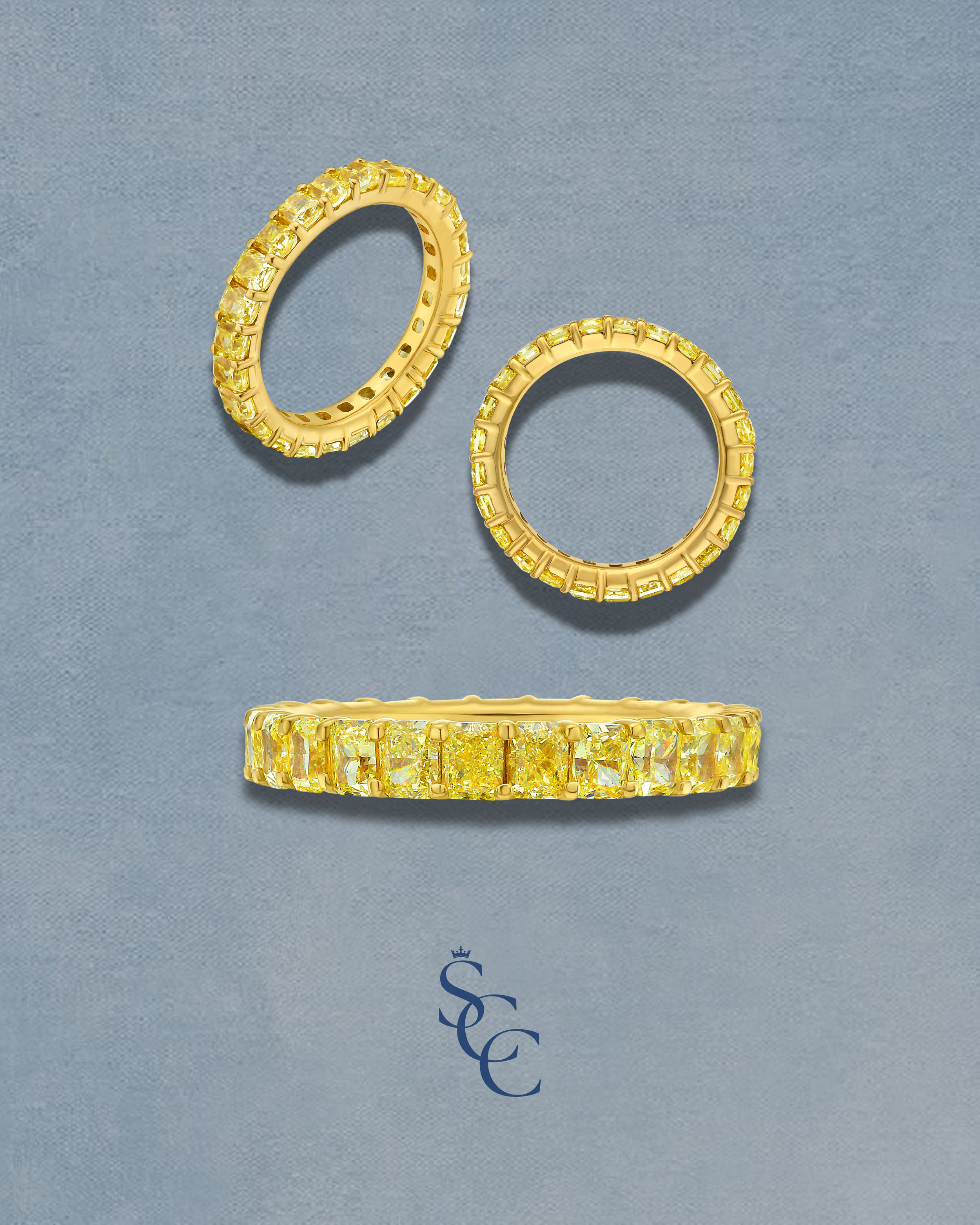 Cushion Yellow Diamond Band