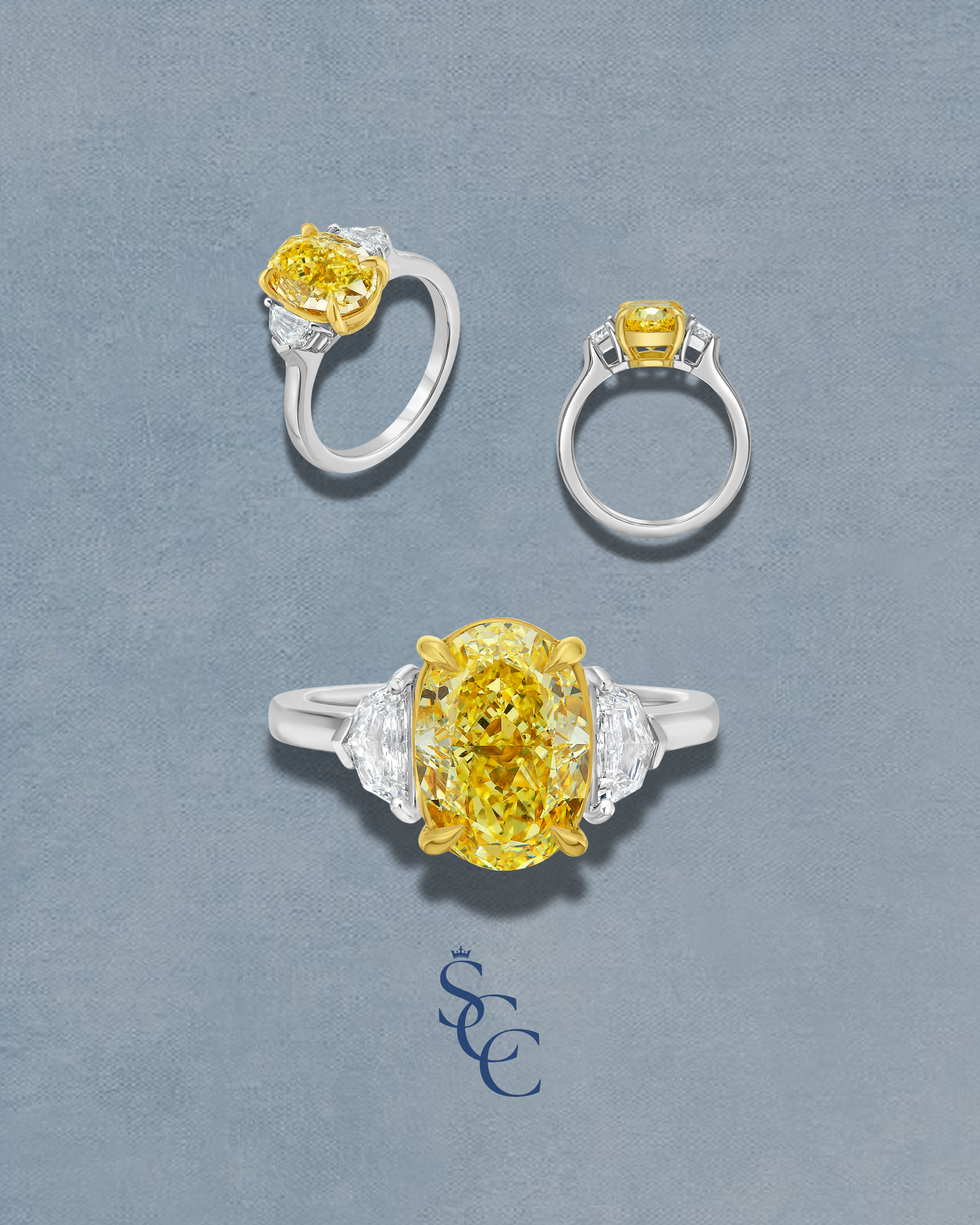 3ct Oval 3 Stone