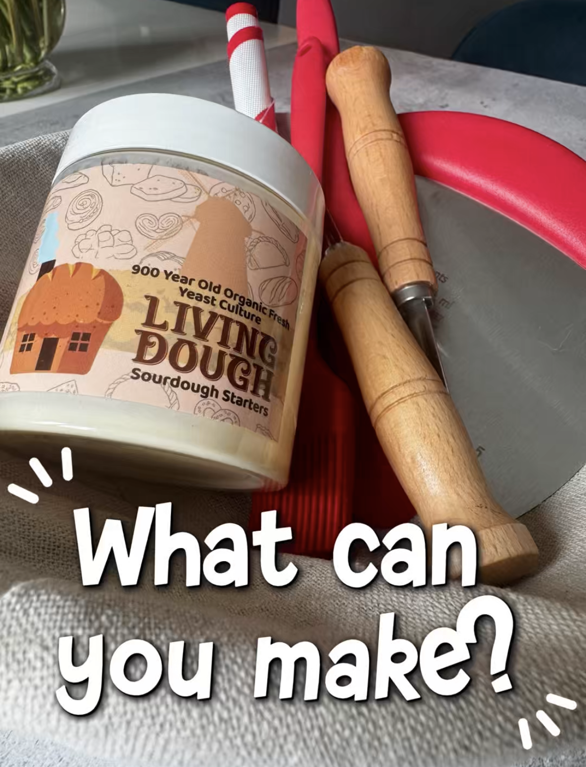 Living Dough Sourdough Starter
Most people think a sourdough starter is just for bread.

But I use my starter make everything from hamburger buns, fluffy pancakes, to pizza dough, flatbreads, biscuits, and of course, beautiful sourdough bread. 🍞🥞🍕