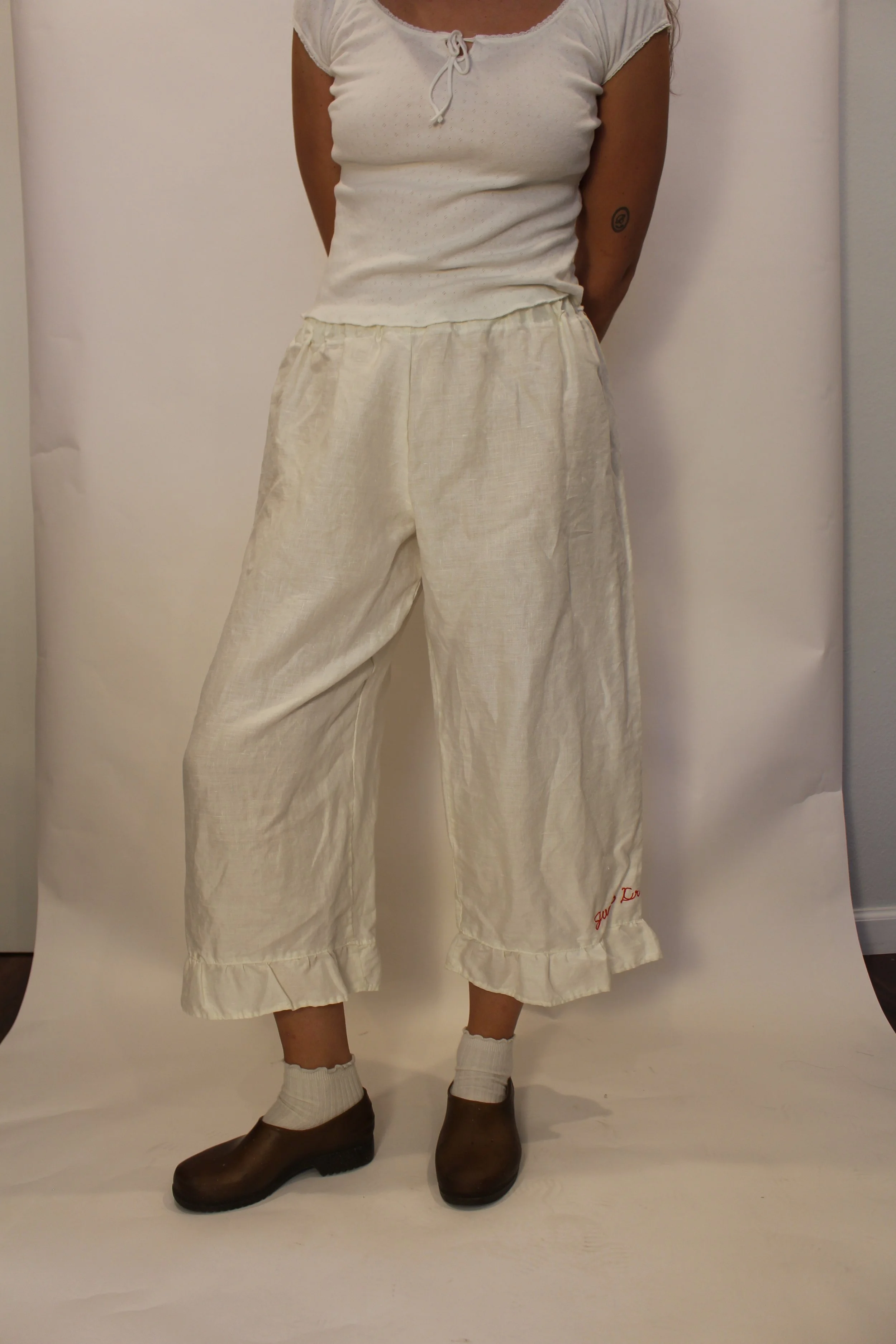 flutter pant | white