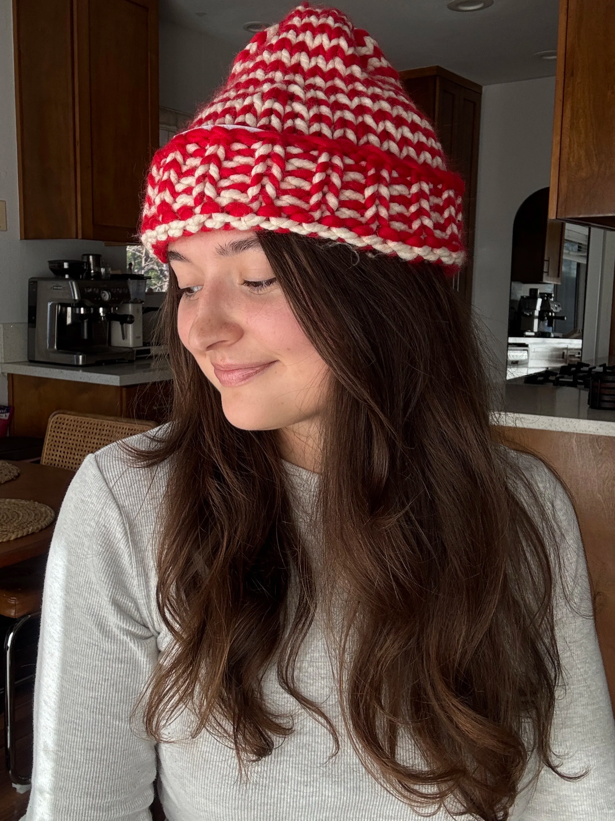 stripey wool beanie