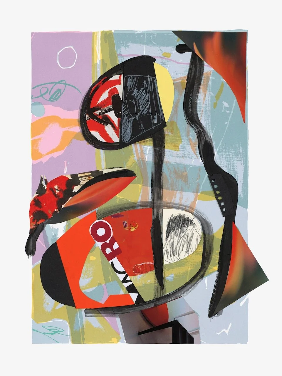 A Year of Kindness, February, 30 x 22 inches, acrylic, paper collage on lithograph, 2019 
