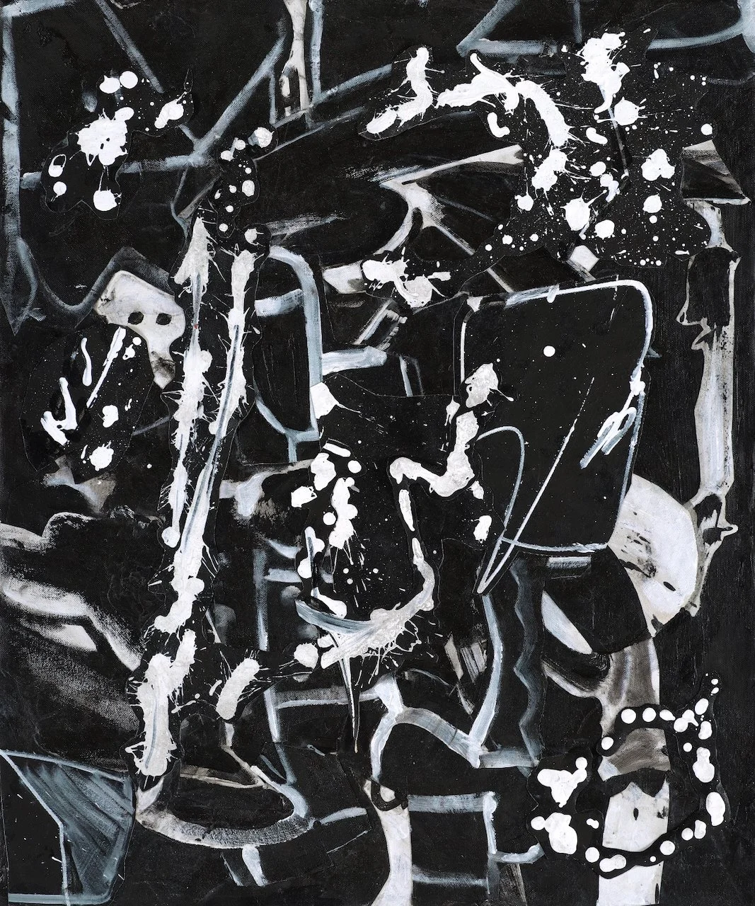 Edge of Darkness, acrylic on canvas collage, 48 x 36 inches, 2019