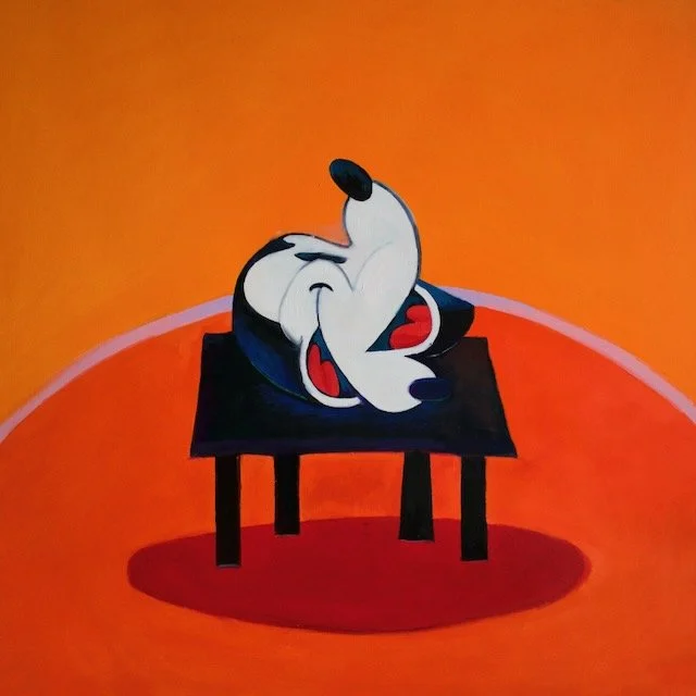 Walt Disney Contemplates Francis Bacon (after Warhol), paper collage, 11 x 10.25 inches, 2017