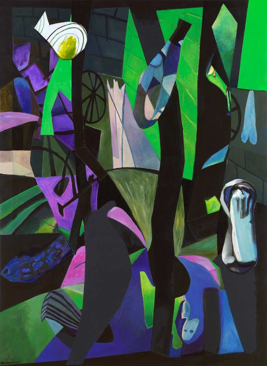 Origin of Inheritance (Mariupol), oil and acrylic on archival digital print on canvas, 74 x 54 inches, 2022