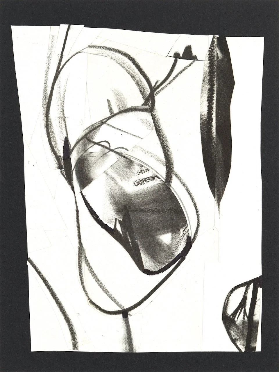 Octet #3 Paper collage and drawing 19” X 16” framed 2023