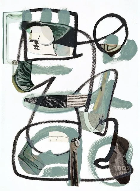 Our Dreamland (Soul), acrylic, marker drawing and paper collage on water colour paper, 15 x 11 inches, 2026