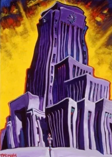 Brave New World (City Hall), acrylic on canvas, 40 x 30 inches, 1999