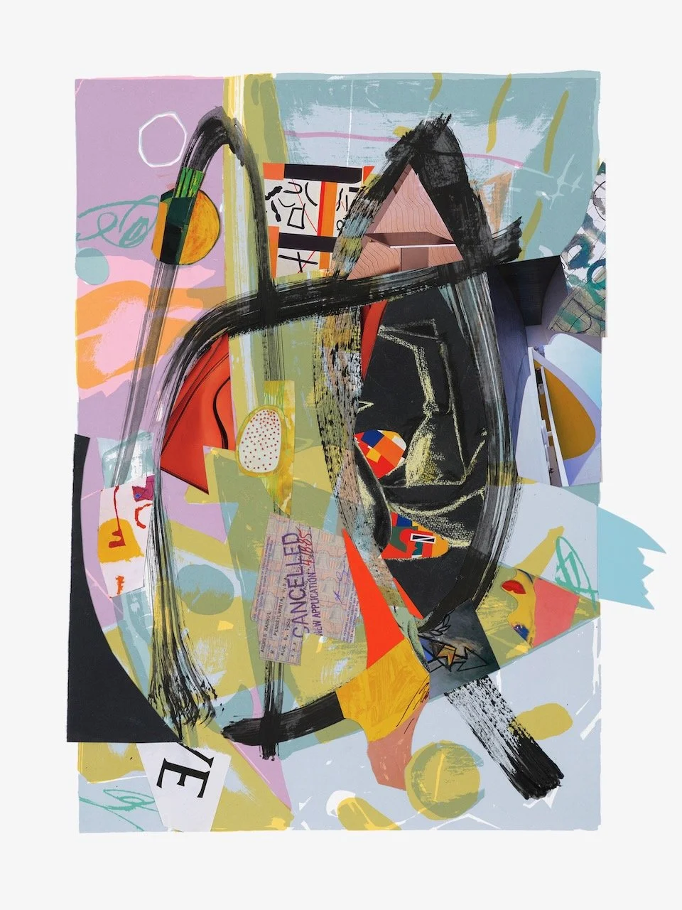 A Year of Kindness, April, 30 x 22 inches, acrylic, paper collage on lithograph, 2019 