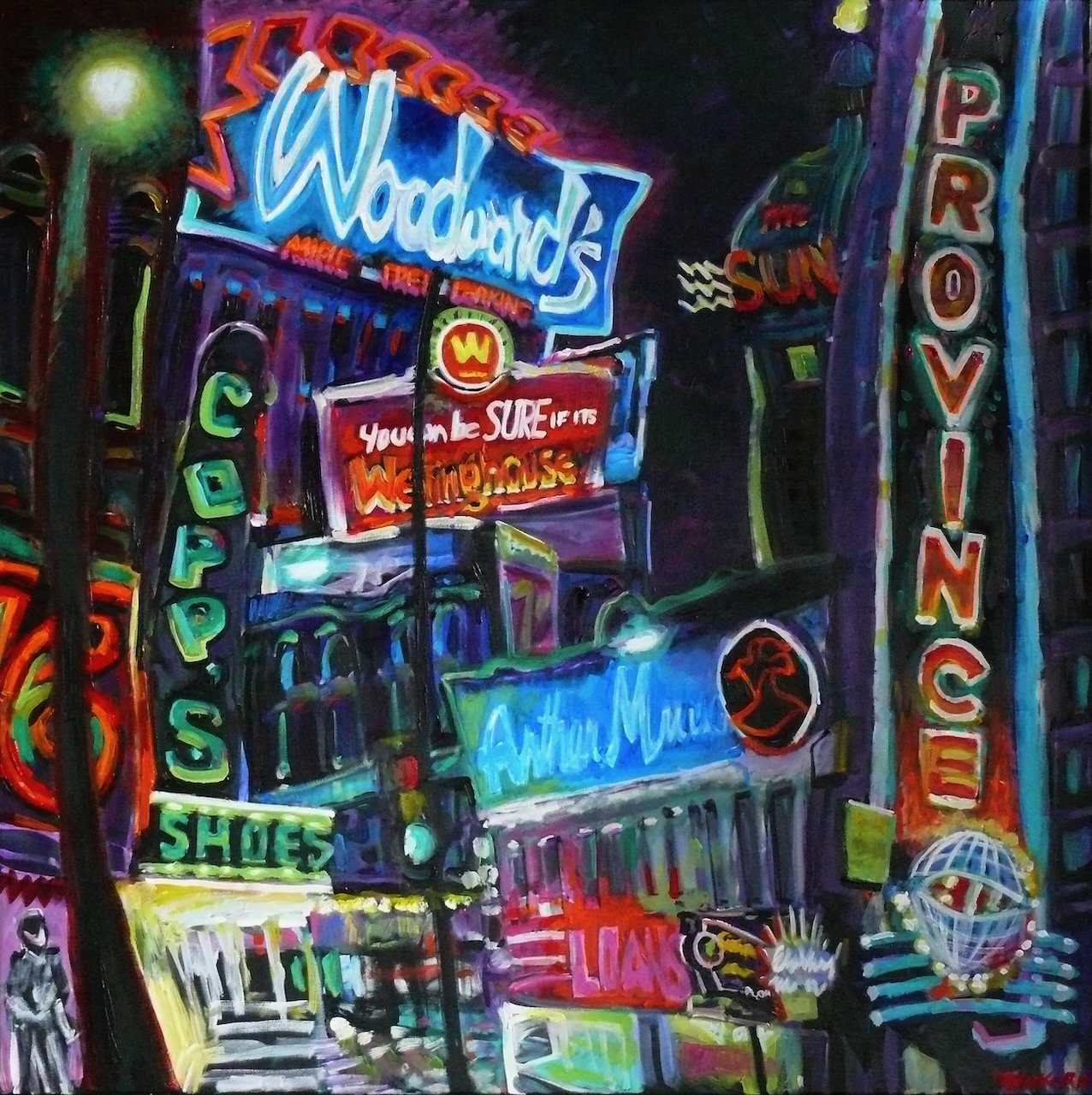 Cordova Street Cha Cha, acrylic on canvas, 48 x 48 inches, 2010