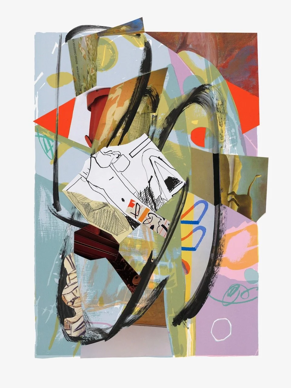 A Year of Kindness, June, 30 x 22 inches, acrylic, paper collage on lithograph, 2019 