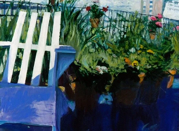 Chair and Green Plants, acrylic on canvas