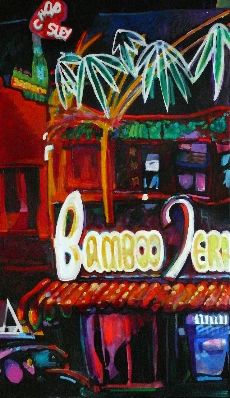 Bamboo Terrace, acrylic on canvas, 60 x 36 inches, 2010