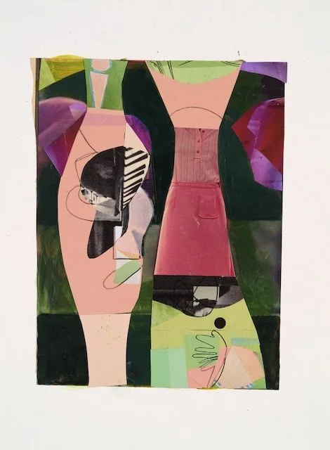 The Inevitability of Now, acrylc paint and marker drawing on paper collage, 15 x 11 inches, 2022