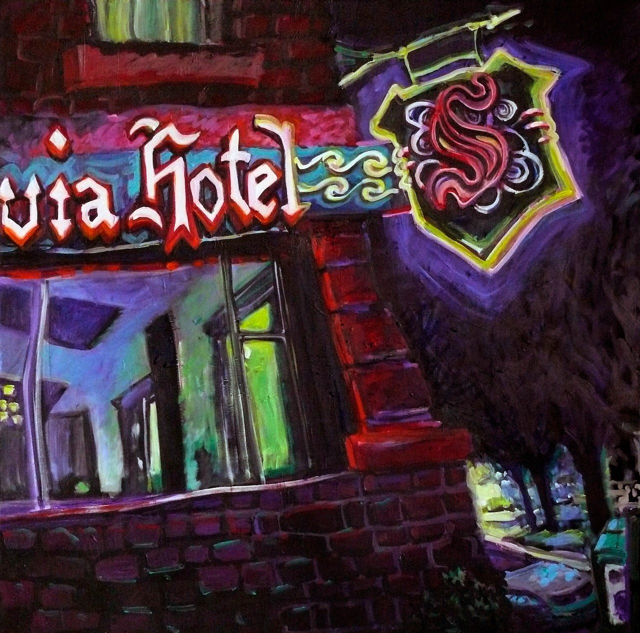 Last Call at the Sylvia, acrylic on canvas, 48 x 48 inches, 2010