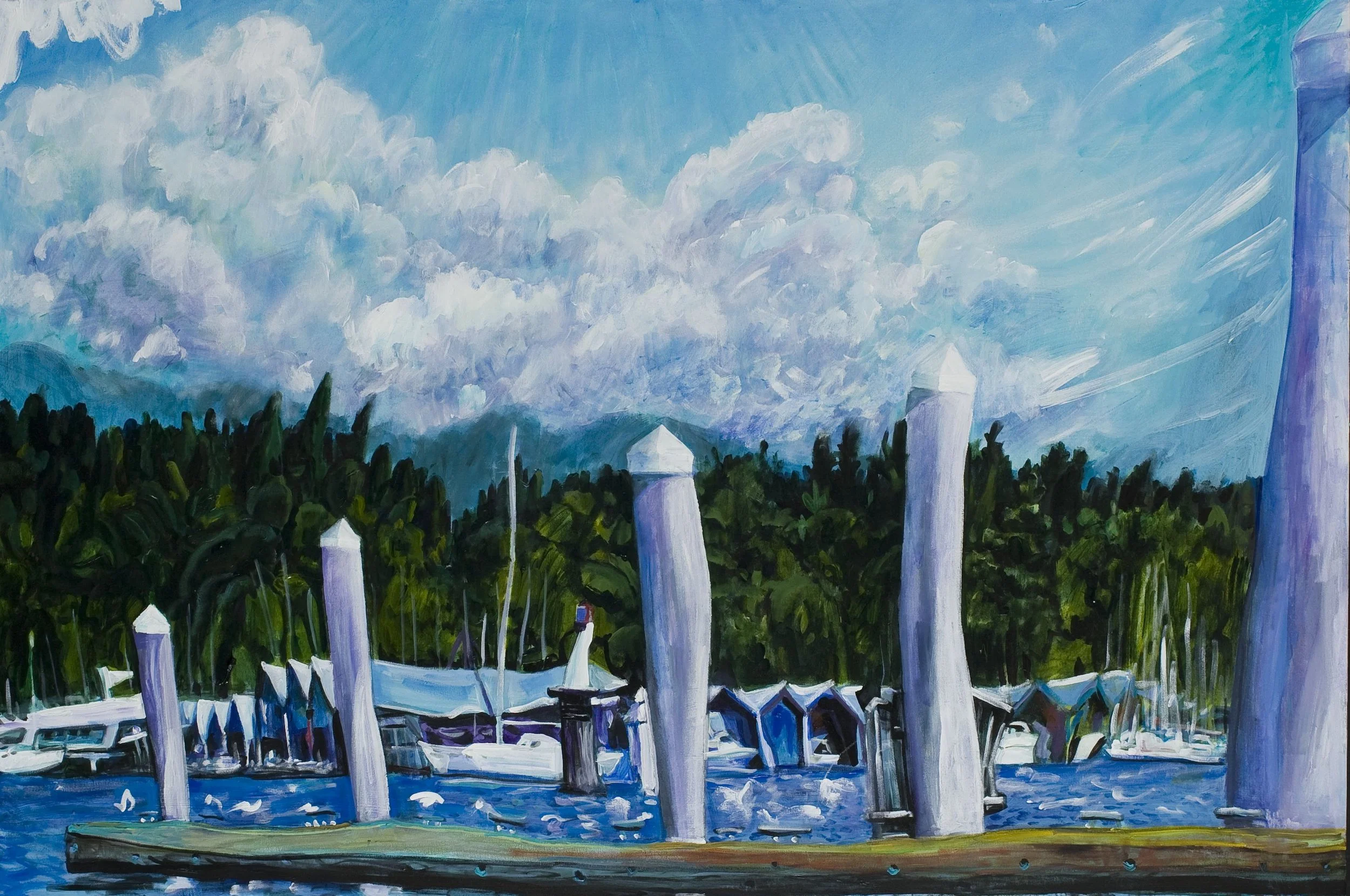 Low Flying Gulls, acrylic on canvas, 48 x 72 inches, 2008