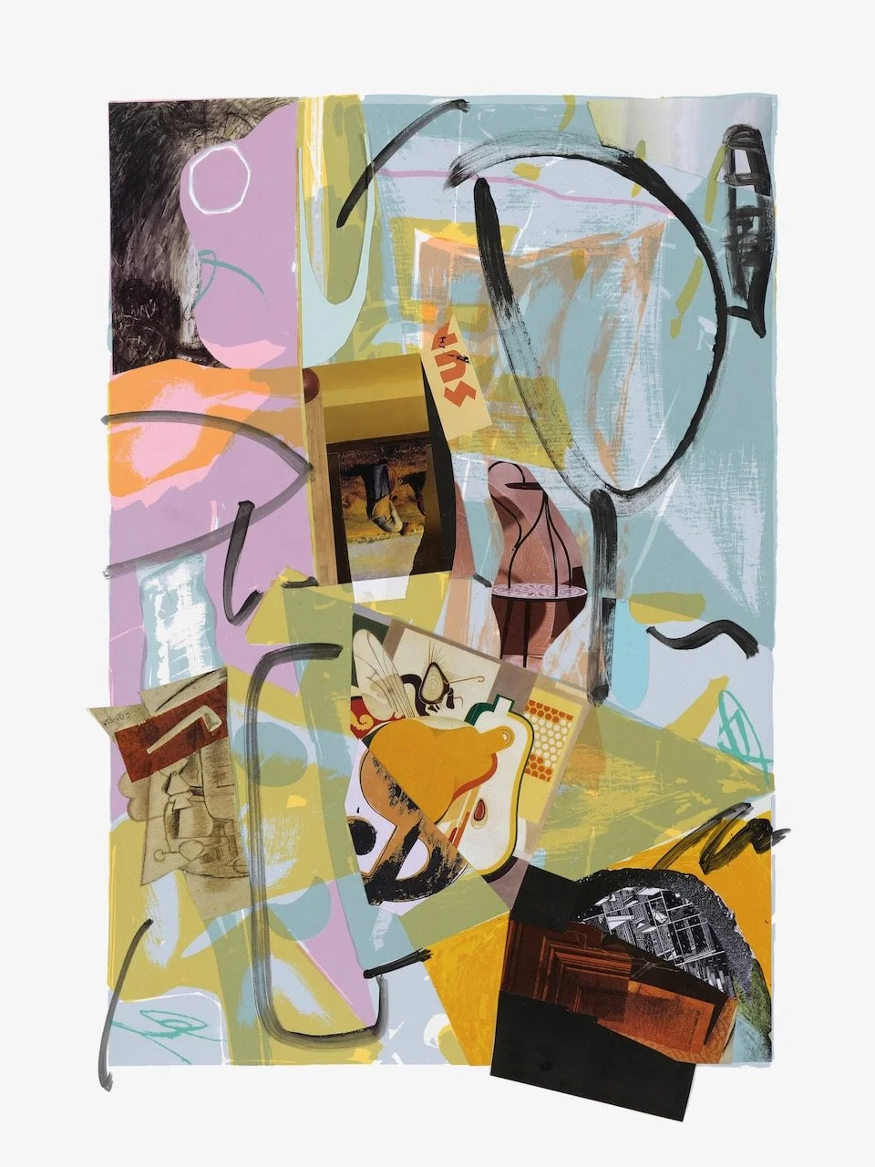 A Year of Kindness, August, 30 x 22 inches, acrylic, paper collage on lithograph, 2019 