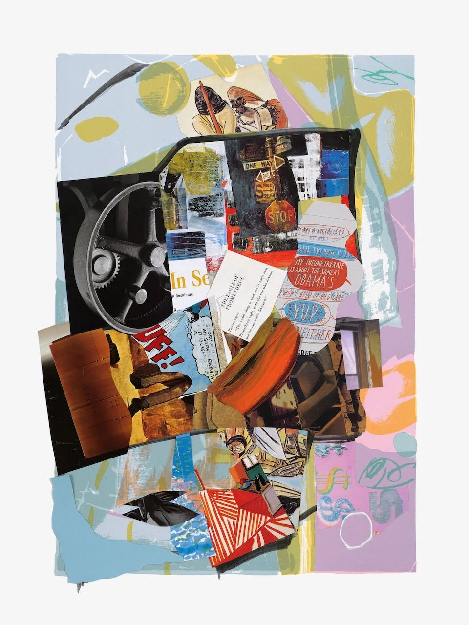 A Year of Kindness, September, 30 x 22 inches, acrylic, paper collage on lithograph, 2019 