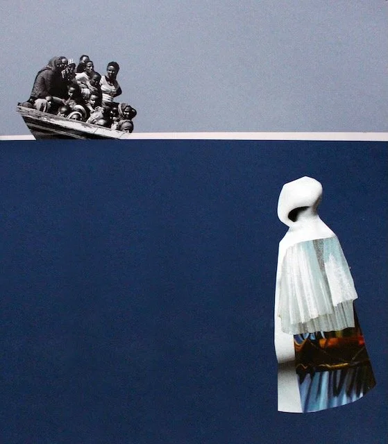 Mother Courage #1, paper collage, 12 x 11 inches, 2015