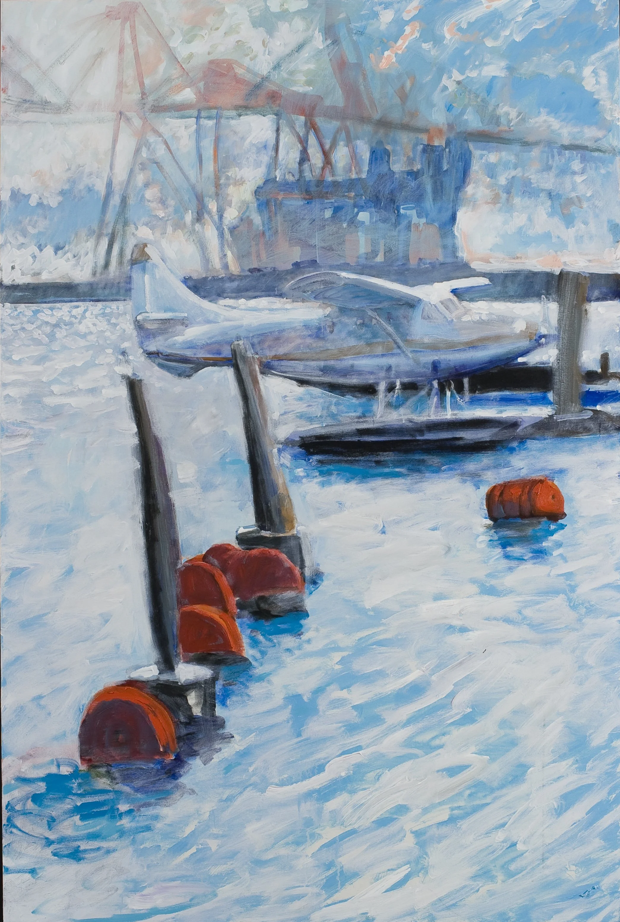 Seaplane With Breaking Dawn, acrylic on canvas, 72 x 48 inches, 2008