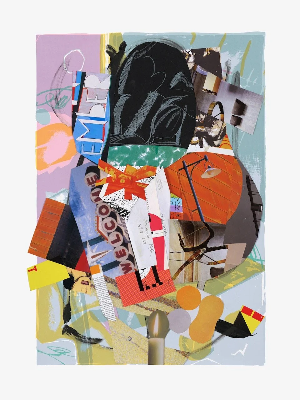 A Year of Kindness, January, 30 x 22 inches, acrylic, paper collage on lithograph, 2019 