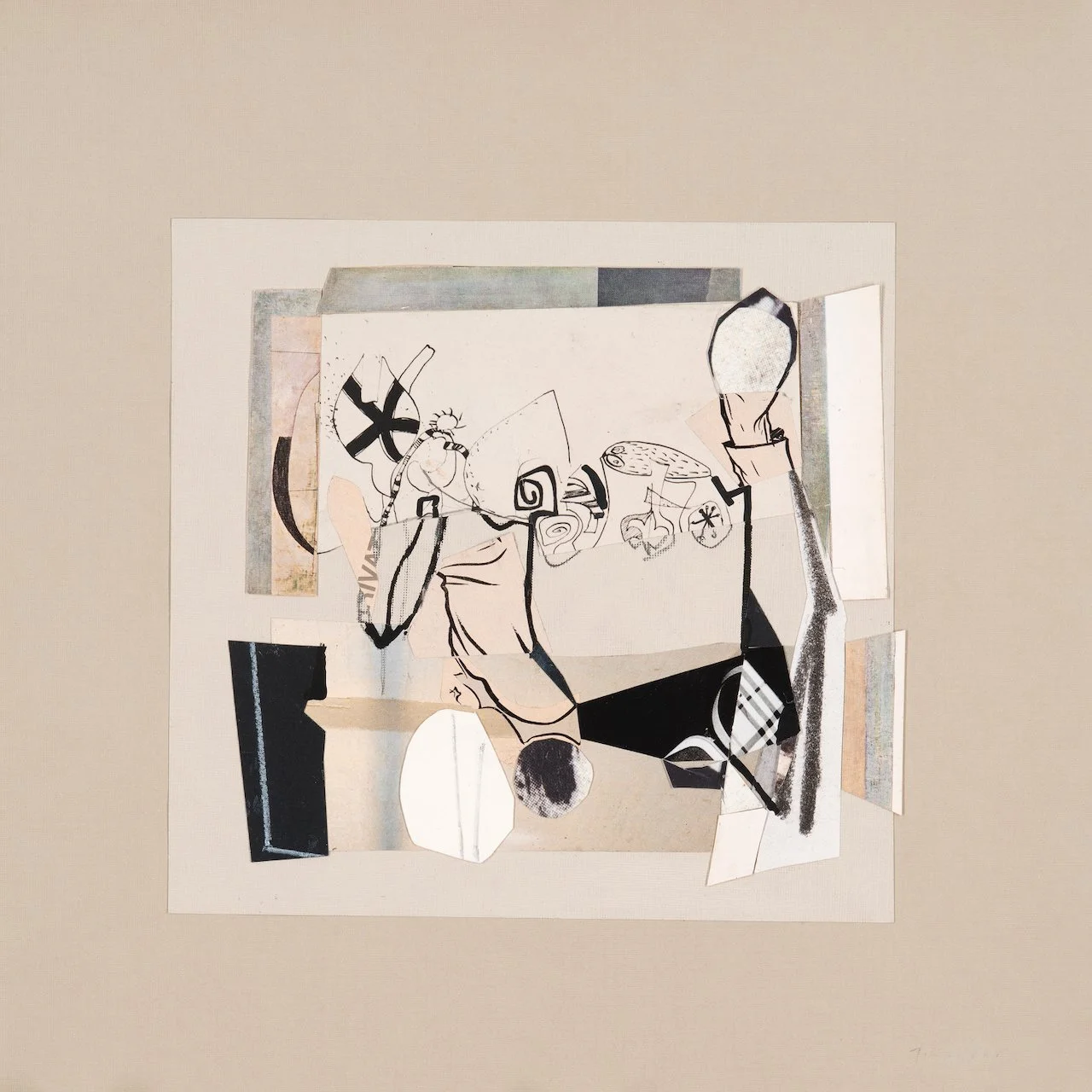 The Dust of Empire (Beige), pencil and charcoal drawing on paper collage