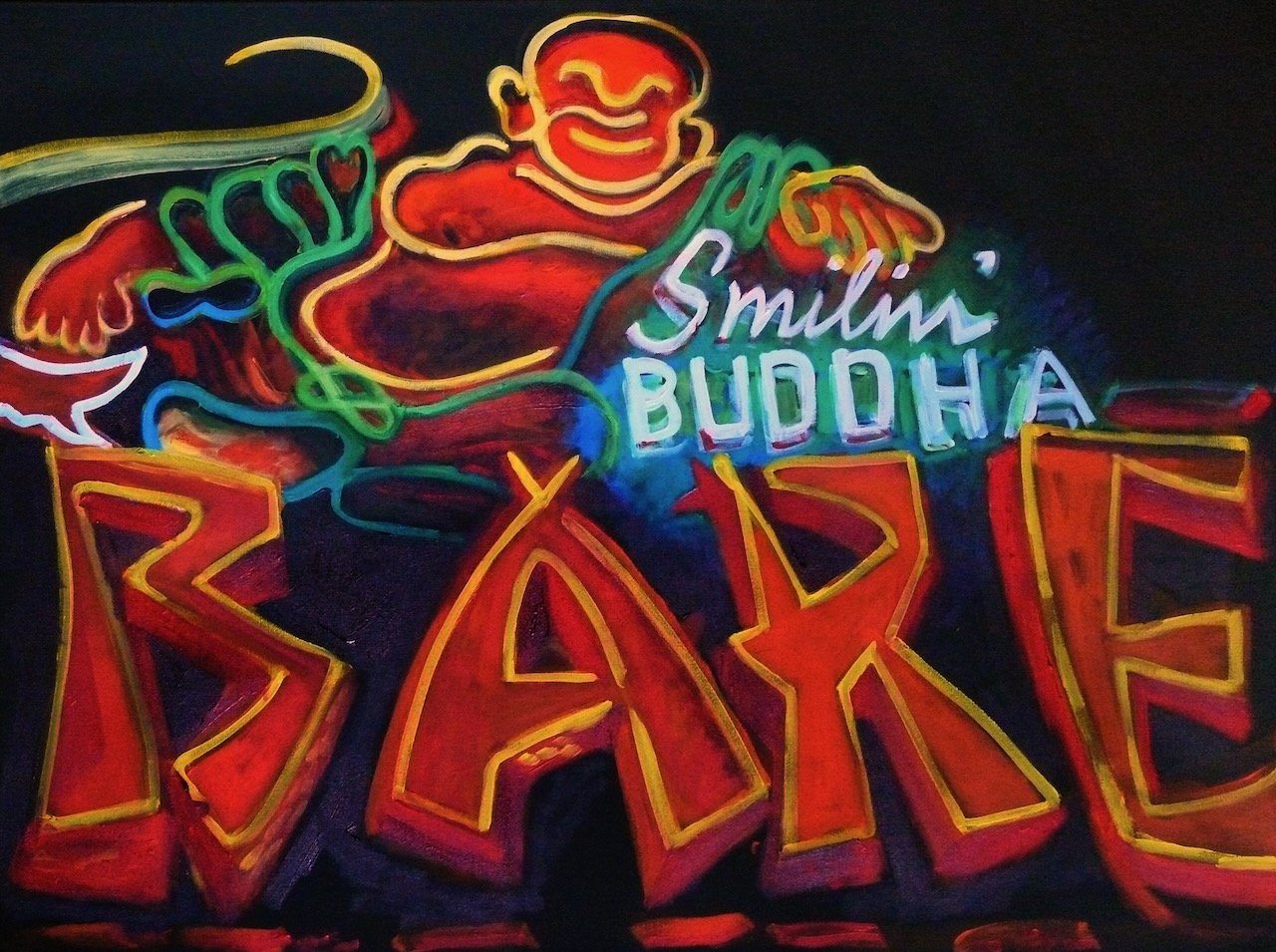 Buddha Bare II, acrylic on canvas, 36 x 48 inches, 2010