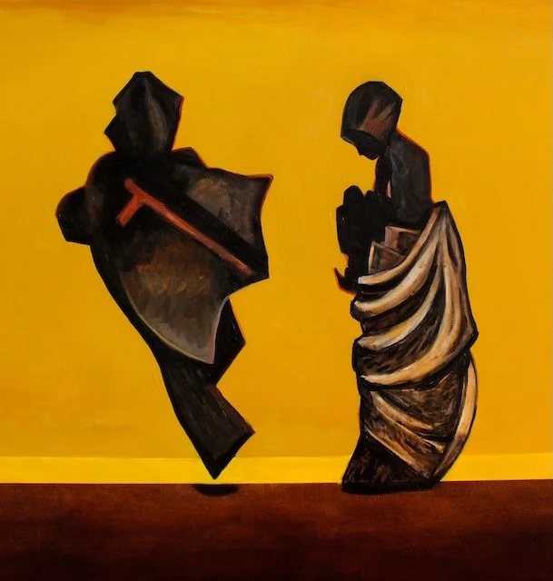 Flight From Damascus, paper collage, 12.25 11 inches, 2015