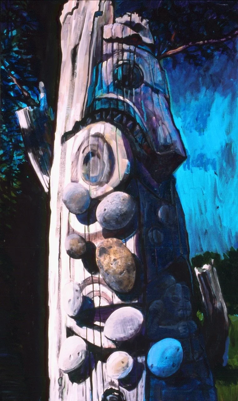 Story with Stones, acrylic on canvas, 60 x 36 inches, 2002