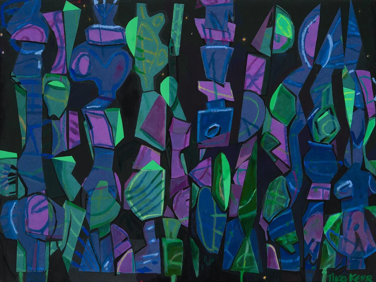 Paradise Valley, acrylic paint, archival ink, marker drawing and oil stick on canvas, 24 x 32, 2026