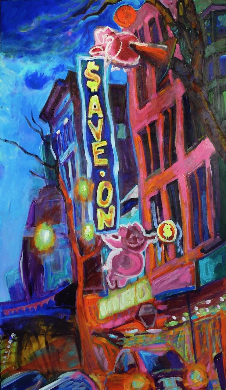 When Pigs Fly, acrylic on board, 60 x 36 inches, 2009