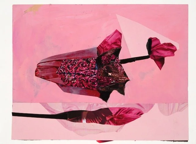 Myth of Narcissus, acrylic paint and paper collage, 11 x 15 inches, 2022