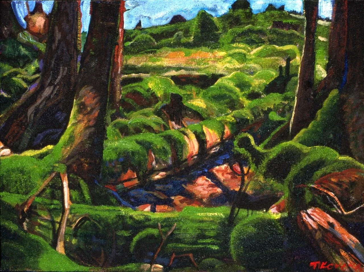 Great House Fallen, acrylic and sand on canvas, 30 x 40 inches, 2002