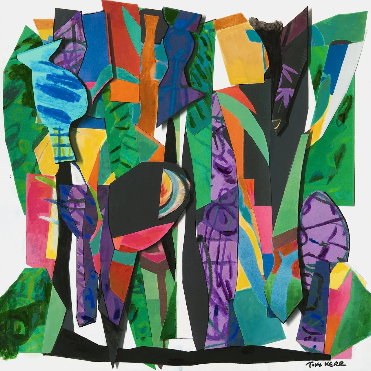 Stanley Park, acrylic paint, archival ink and marker drawing on canvas, 36 x 36 inches