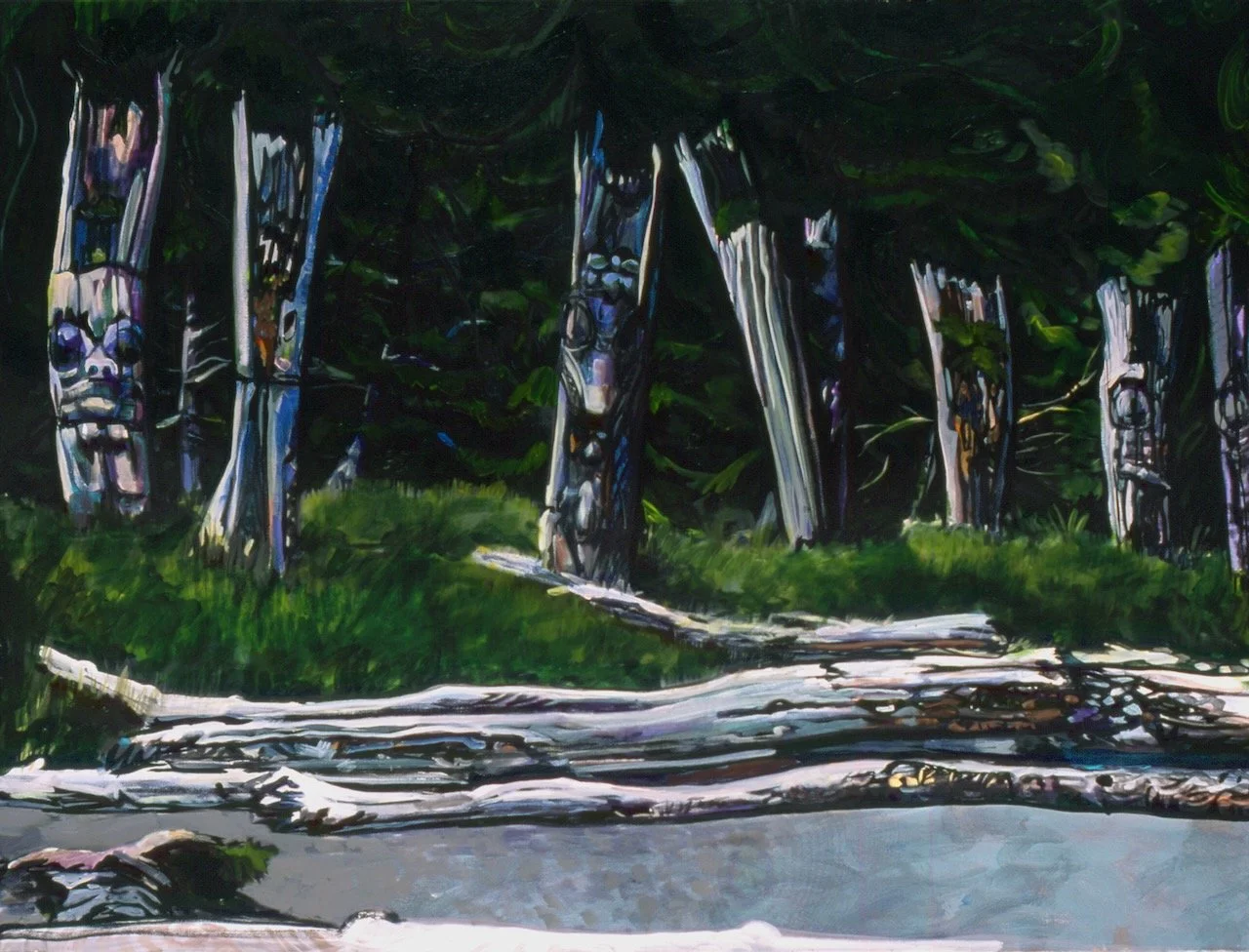 Polarity (Sgaang Gwaii), acrylic on canvas, 30 x 40 inches, 2002