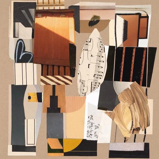 Remnants of the Future, pastel drawing, posca marker and paper collage on watercolour paper, 12 x 12 inches, March 2025