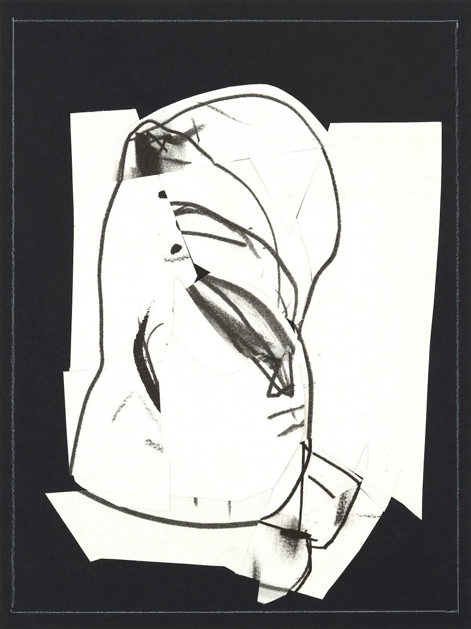Octet #5 Paper collage and drawing 19” X 16” framed 2023