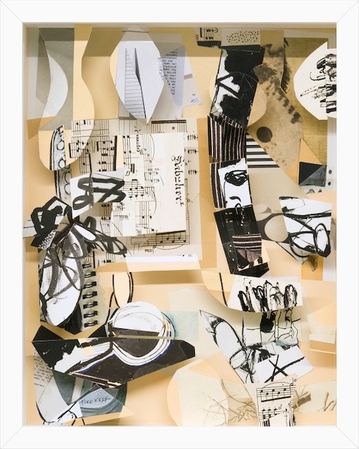 Patterns of Immersion (Deep Acqua), marker drawing and paper collage, 12 x 12 inches, 2025
