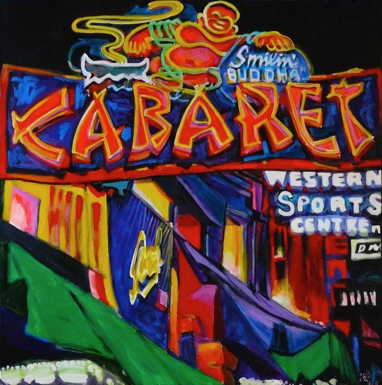 Buddha Bar, acrylic on canvas, 48 x 48 inches, 2010
