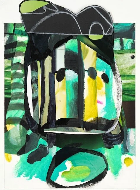 The Weather in Space, acrylic paint, posca marker and paper collage, 13.8 x 10.25 inches, 2024