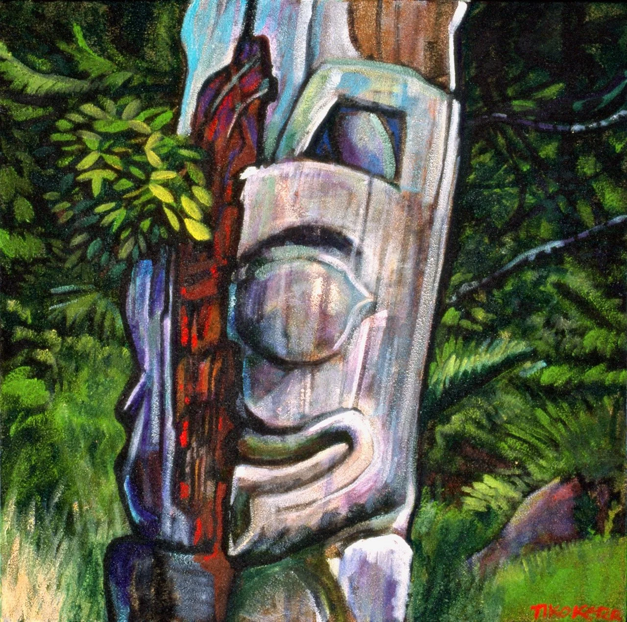 Split Head, acrylic and sand on canvas, 36 x 36 inhces, 2002
