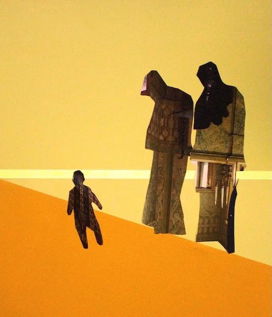 Baby Steps, paper collage, 12.5 x 11 inches, 2015