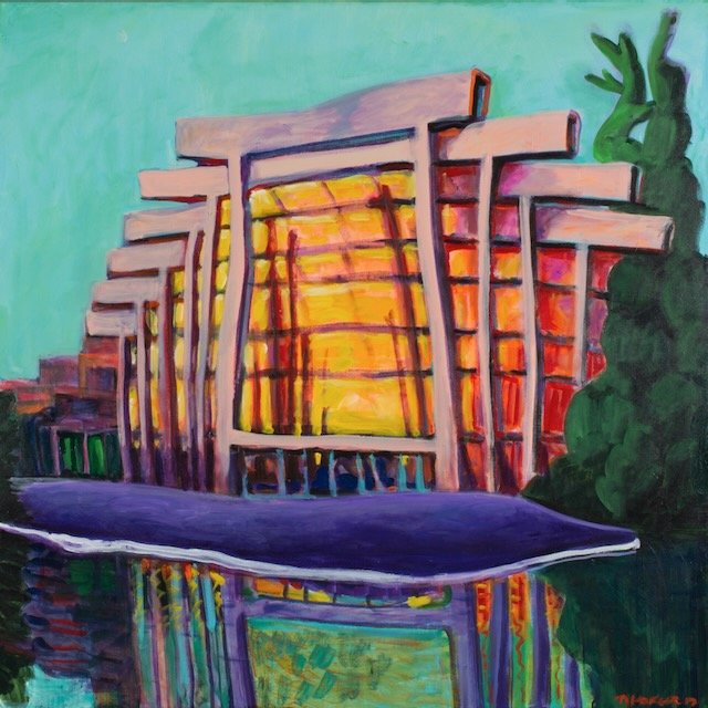Dawn Of The House Of Man (Museum Of Anthropology), acrylic on canvas, 48 x 48 inches, 2012