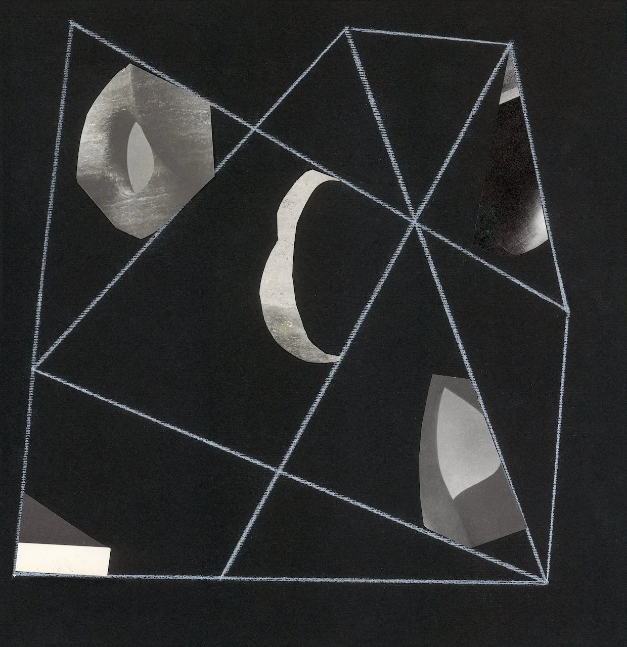String Theory #1, paper collage, 11.75 x 11.25, 2019