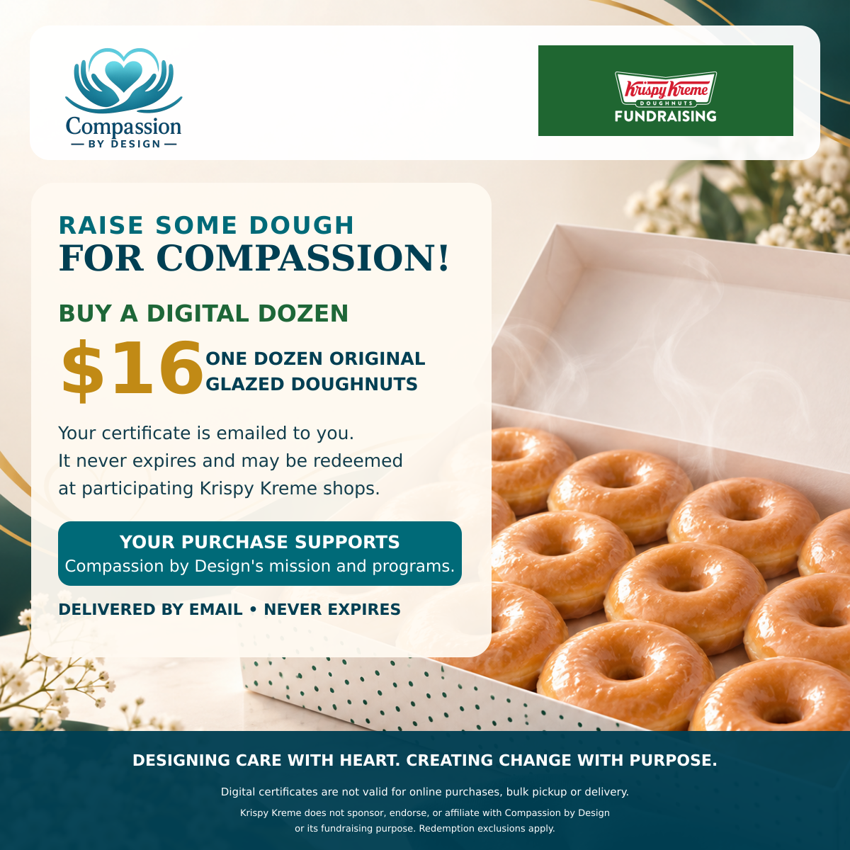 Raise Some Dough for Compassion with a $16 Krispy Kreme Digital Dozen certificate